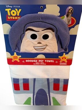 Disney Toy Story Buzz Hooded Pet Towel - Purple & White
